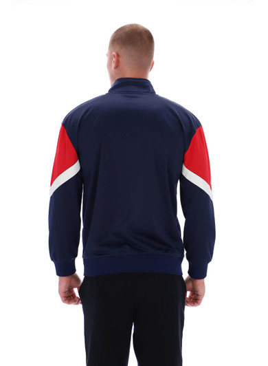 FILA Mens Track Jacket Albarn Inspired Track Top in Fila Navy / Red