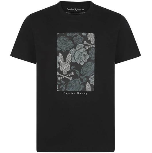Psycho Bunny Mens T-Shirt Rowen Graphic Tee in Black