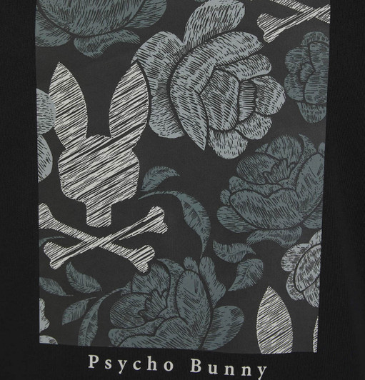 Psycho Bunny Mens T-Shirt Rowen Graphic Tee in Black