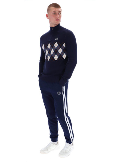 Sergio Tacchini Mens 1/4 Zip Knitted Jumper Sangro in Maritime Blue