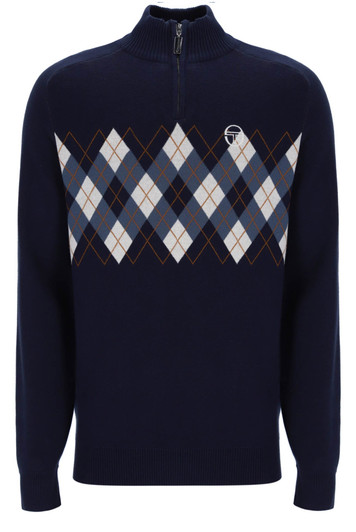 Sergio Tacchini Mens 1/4 Zip Knitted Jumper Sangro in Maritime Blue
