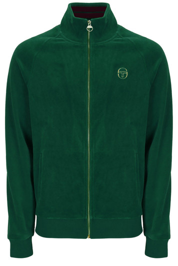 Sergio Tacchini Track Jacket Mens Velour Court Track Top in Eden Green