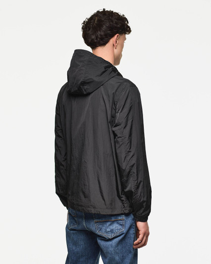 Weekend Offender Jacket Over Head Mayfield Check Trim Winbreaker in Black