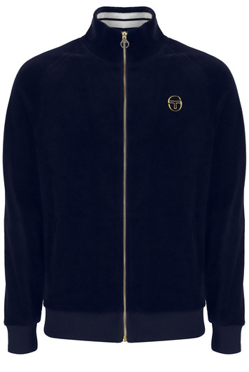 Sergio Tacchini Track Jacket Mens Velour Court Track Top in Maritime Blue