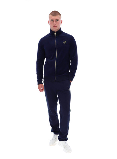 Sergio Tacchini Tracksuit Mens Velour Court Track Jacket and Bottoms in Maritime Blue