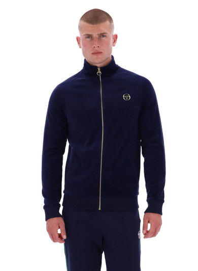 Sergio Tacchini Tracksuit Mens Velour Court Track Jacket and Bottoms in Maritime Blue