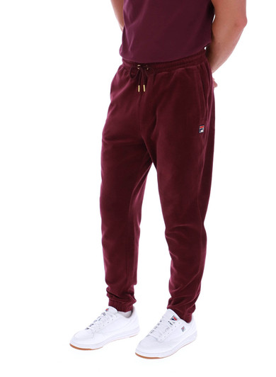 Fila Track Bottoms Velour Eddie Joggers in Burgundy
