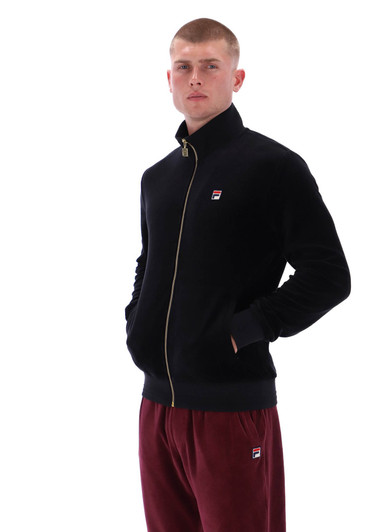 Fila Track Jacket Velour Nero Track Top in Black