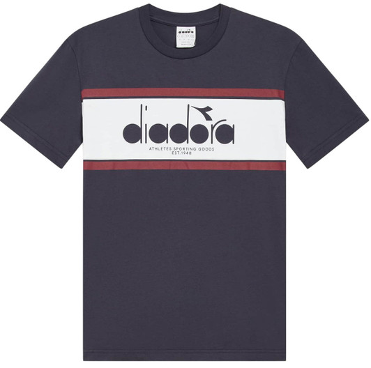 Diadora T-Shirt Mens Diadora Logo Tee in Blue Denim / White