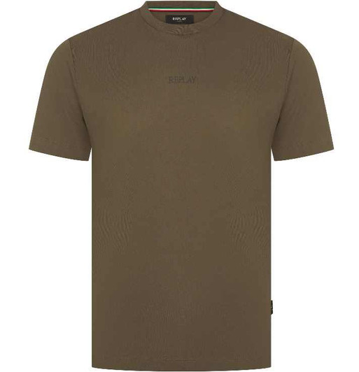 Replay Mens T-Shirt Printed Logo Tee in Green