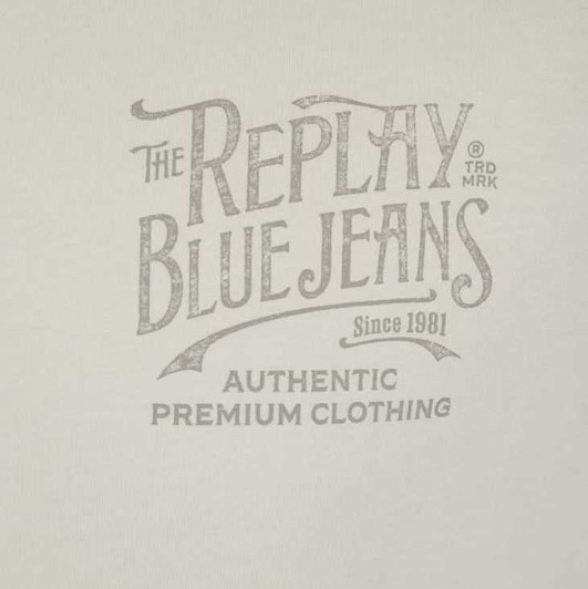 Replay Mens T-Shirt Distressed Lettering Tee in White