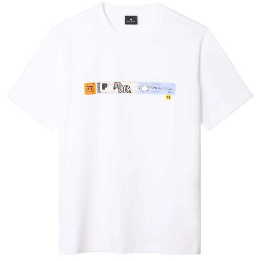 Paul Smith Mens T-Shirt Tickets Print Tee in White
