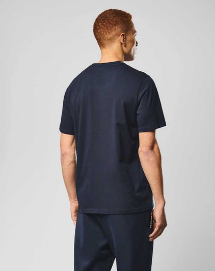 Weekend Offender Mens T-Shirt Check Trim Medea Tee in Navy Blue