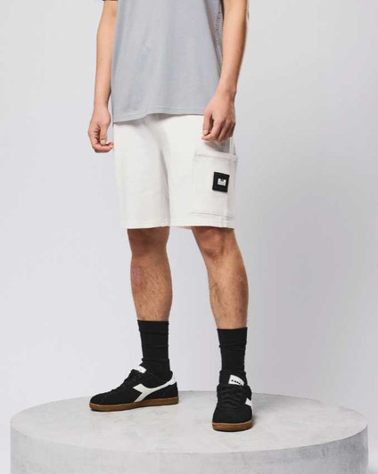 Weekend Offender Mens Shorts Hawkins Patch Logo Cotton Short in Ghost White