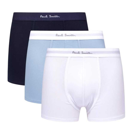 Paul Smith Mens Boxer Shorts 3 Pack Mixed Underwear Trunks in White / Navy / Blue
