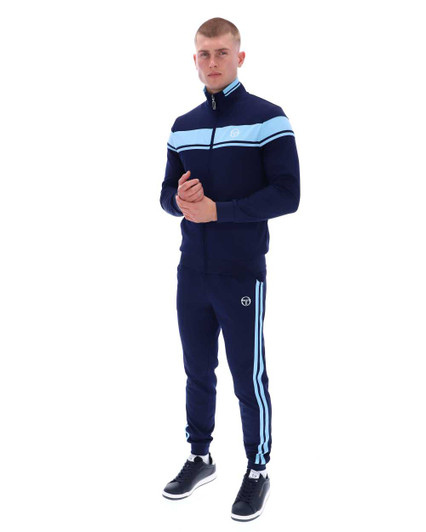 Sergio Tacchini Mens Tracksuit Damarindo Track Top and Bottoms in Maritime Blue / Baltic Sea