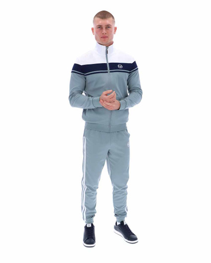 Sergio Tacchini Mens Tracksuit Damarindo Track Top and Bottoms in White / Maritime Blue / Lead