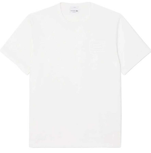 Lacoste Mens T-Shirt Embossed Branding Tee in White