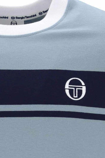 Sergio Tacchini Mens T-Shirt Master Crew Neck Tee in Lead / Maritime Blue