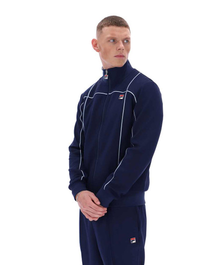 FILA Mens Track Top Armando Contrasting Piping Jacket in Fila Navy / Sky