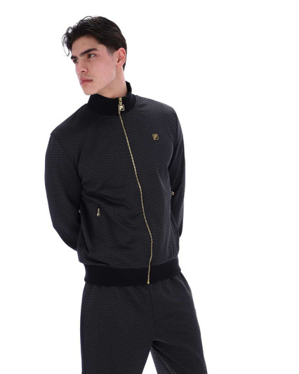 FILA Mens Track Top Mathers Herringbone Track Jacket in Black