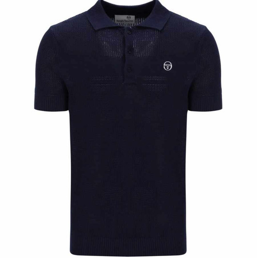 Sergio Tacchini Mens Knit Polo Shirt Sabino Top in Maritime Blue