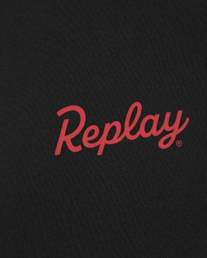 Replay Mens T-Shirt Logo Print Tee in Black