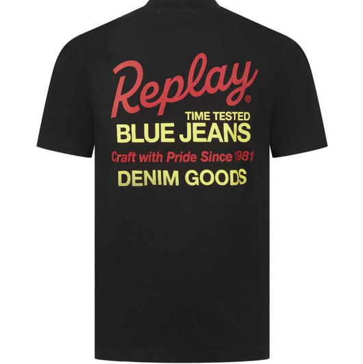 Replay Mens T-Shirt Logo Print Tee in Black