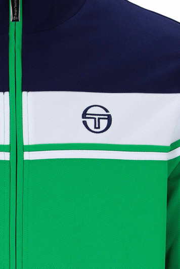 Sergio Tacchini Mens Track Jacket Damarindo in Maritime Blue / White / Fern Green