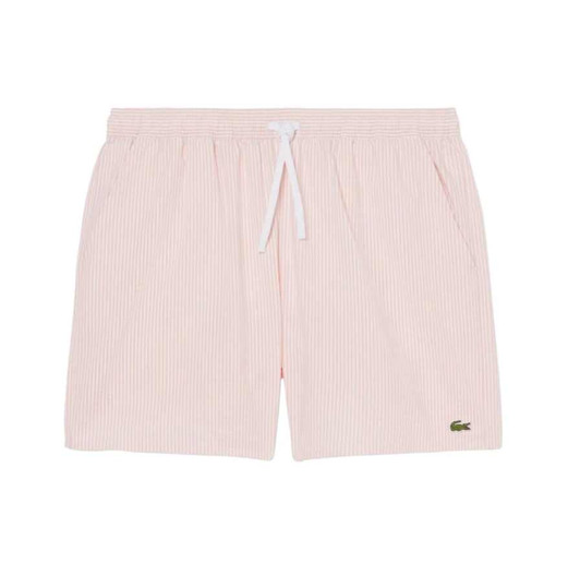 Lacoste Swim Shorts Mens Striped Mid Length Short in Rose
