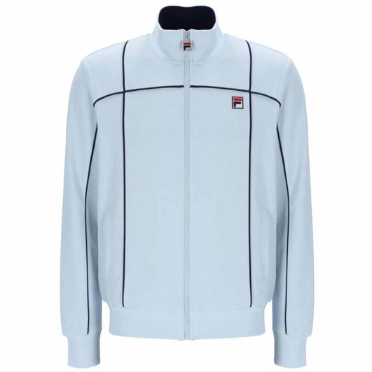 FILA Mens Track Jacket Armando Contrasting Piping Track Top in Skyway / Fila Navy Blue