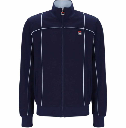 FILA Mens Track Jacket Armando Contrasting Piping Track Top in Fila Navy Blue / Skyway