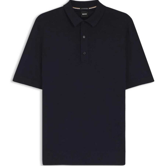 Hugo Boss Mens Polo Shirt BOSS H Nolano Virgin Wool Knit Polo in Dark Blue