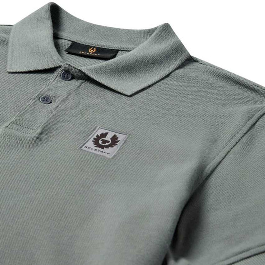 Belstaff Mens Polo Shirt Cotton Pique in Atlantic Grey