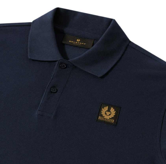 Belstaff Mens Polo Shirt Cotton Pique in Dark Ink
