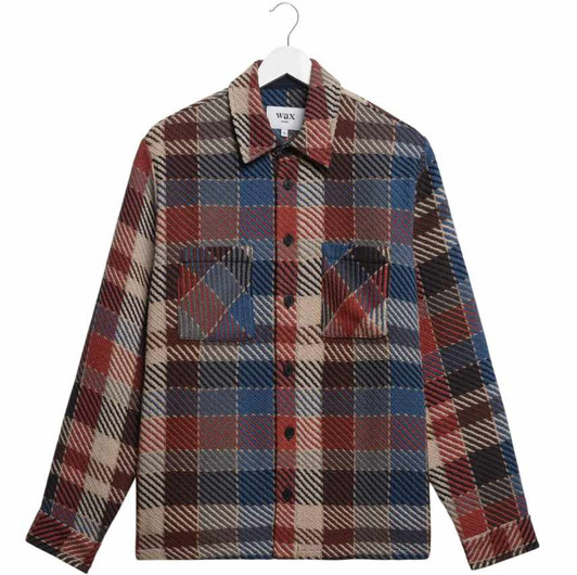 Wax London Mens Overshirt Whiting Shirt in Pike Check Rust Multi