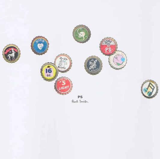 Paul Smith T-Shirt Mens Bottle Tops Cotton Tee in White