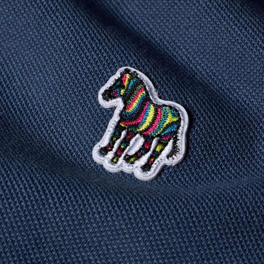 Paul Smith Polo Shirt Mens Zebra Logo Polo in Washed Navy