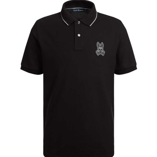 Psycho Bunny Polo Shirt Mens Marlo Pique in Black