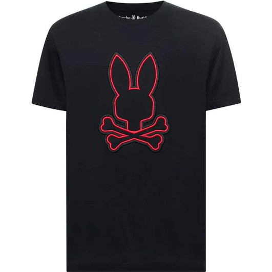 Psycho Bunny T-Shirt Mens Sayer Bunny Graphic Tee in Black