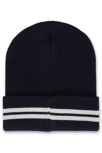 Sergio Tacchini Beanie Mens Surgis Striped Hat in Maritime Blue / Peyote