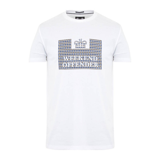 Weekend Offender Mens T-Shirt Shevchenko Check Tee in White