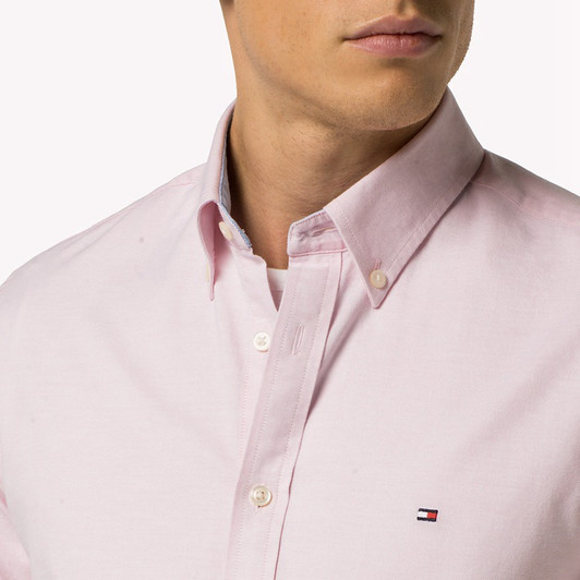 Tommy Hilfiger Slim Fitted Oxford Long Sleeve Shirt in Pink