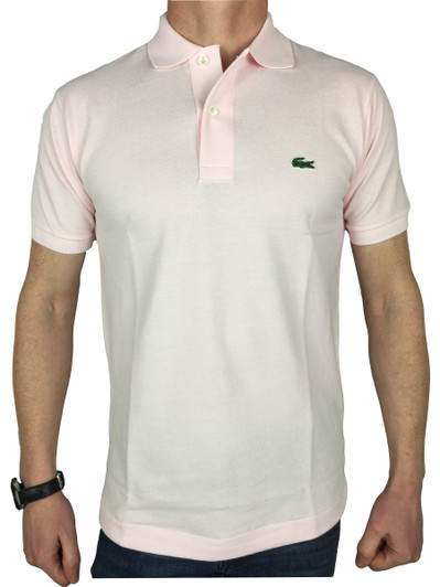 Lacoste Mens S/S Logo Branded Polo Shirt in Flamingo Pink