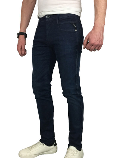 Replay Mens Anbass Hyperflex 5 Pocket Jean in Raw Indigo