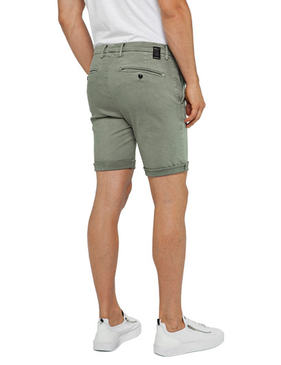 Replay Men's Hyperflex Fitted Slant Pocket Chino Shorts in Khaki