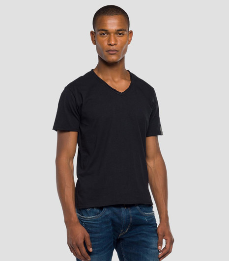Replay Deconstructed V Neck T-Shirt in Black