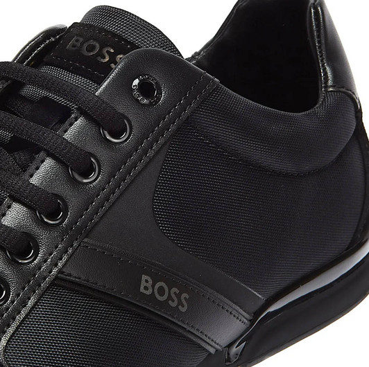 Hugo Boss Mens Trainers Saturn Low Mixed Material Trainer in Dark Blue