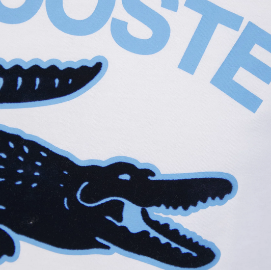 Lacoste T-Shirt Plush Logo Crocodile Tee in White