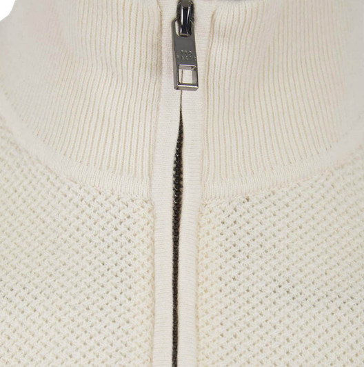 Ted Baker Mens Jumper Half Zip Meaddo Funnel Neck in Natural Beige